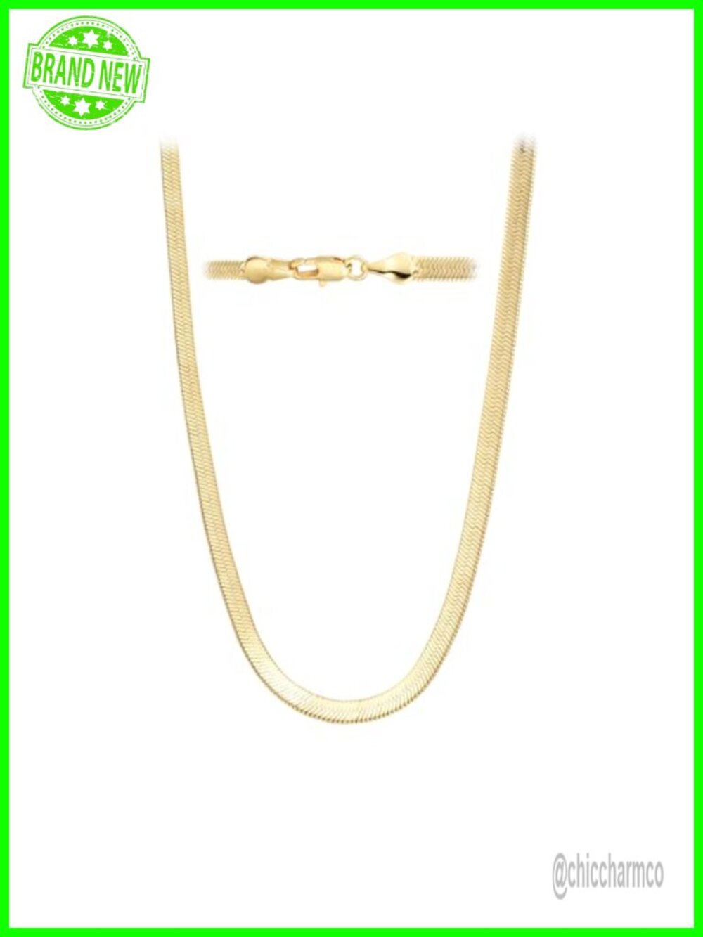 14K Gold Filled Herringbone Necklace 4mm Snake Chain Lobster Clasp